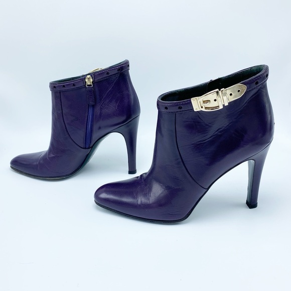 Gucci size 8 / 38 Purple Ankle Booties with Gold Hardware - Picture 2 of 11